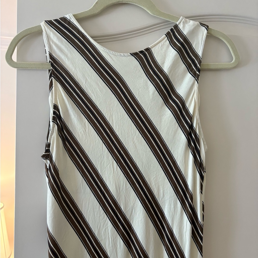 Striped Black, brown and White Sleeveless Dress - Picture 6 of 7